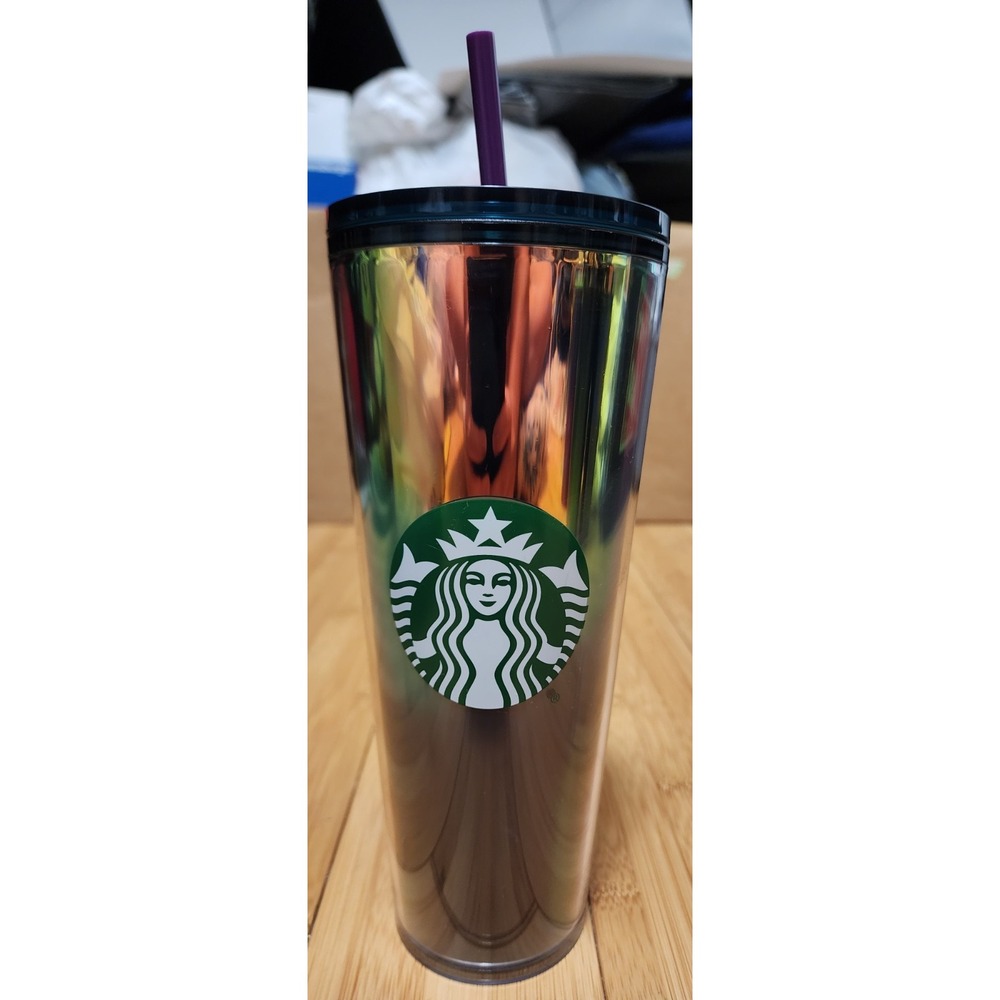 Starbucks 2020 Christmas Holiday Venti Rainbow Oil Slick Iridescent 24oz Tumbler